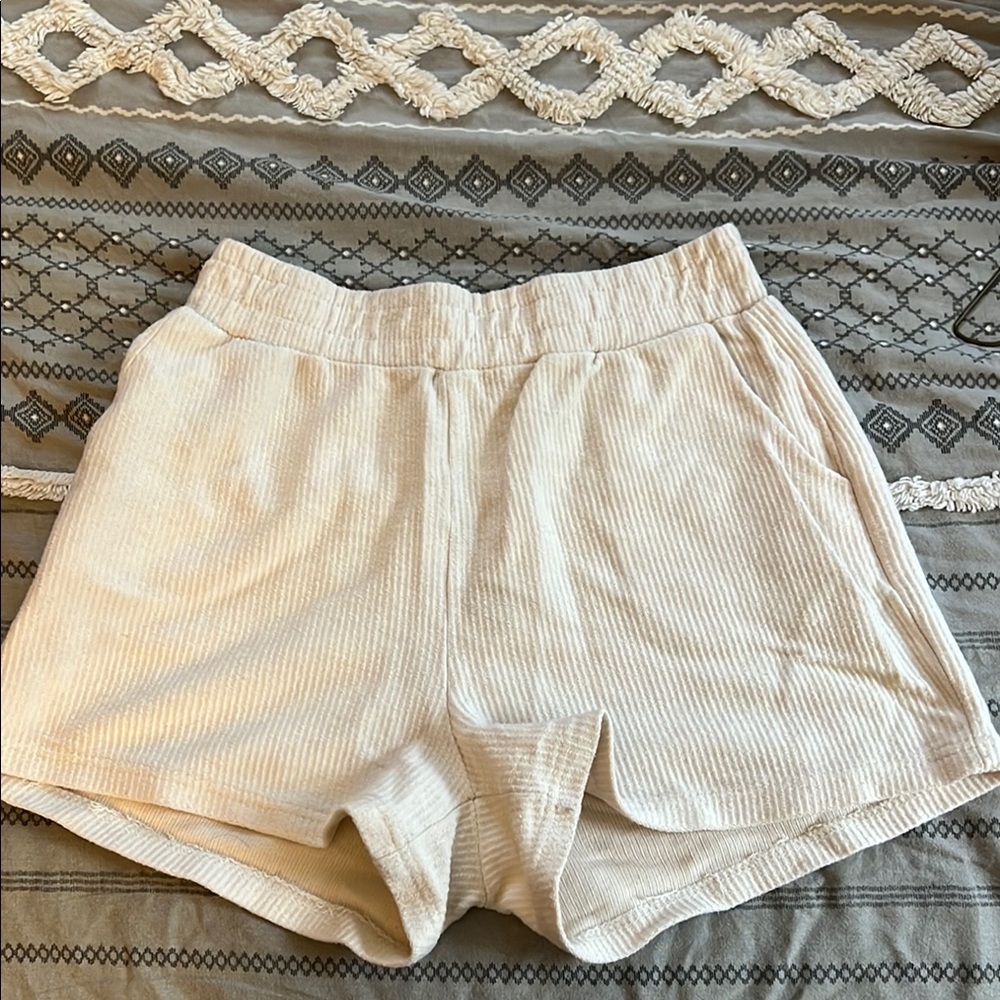 Reflex Cream High Waist Shorts Elastic Waistband